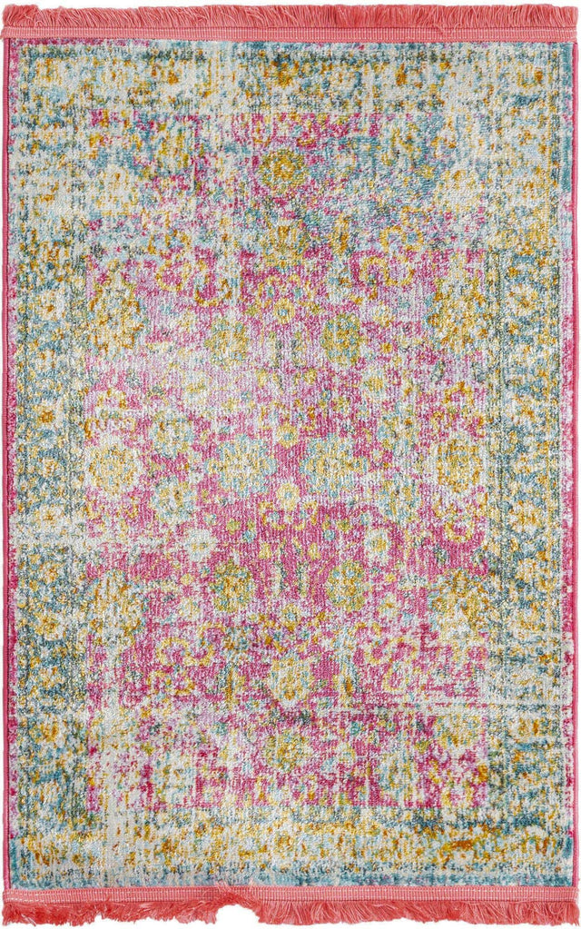 Pink 2' 2 x 3' Paragon Rectangle Area Rug 100% Polypropylene Colorful Vivid Boho Style Modern Carpet for Unique Interiors for Sale at Rug Engine