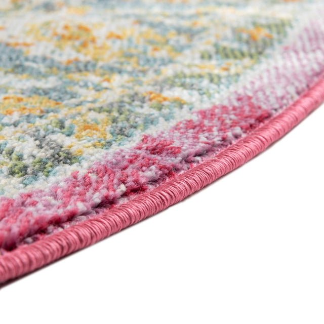 Pink 5' 5 x 5' 5 Paragon Round Area Rug 100% Polypropylene Colorful Vivid Boho Style Modern Carpet for Unique Interiors for Sale at Rug Engine