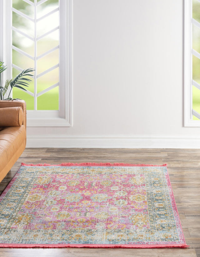 Pink 5' 5 x 5' 5 Paragon Square Area Rug 100% Polypropylene Colorful Vivid Boho Style Modern Carpet for Unique Interiors for Sale at Rug Engine