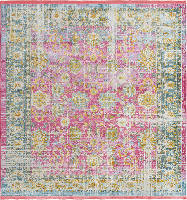 Pink 8' 2 x 8' 2 Paragon Square Area Rug 100% Polypropylene Colorful Vivid Boho Style Modern Carpet for Unique Interiors for Sale at Rug Engine