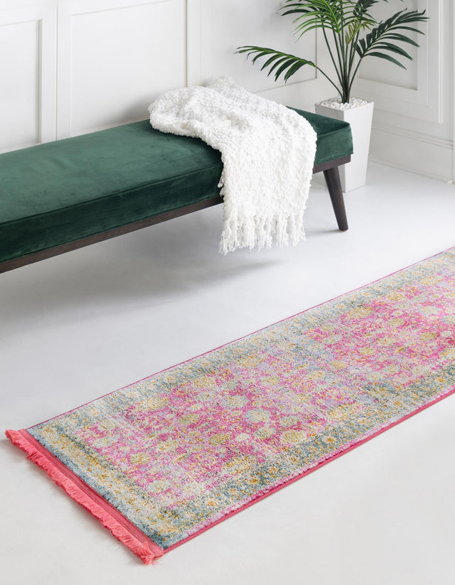 Pink 2' 7 x 12' Paragon Runner Area Rug 100% Polypropylene Colorful Vivid Boho Style Modern Carpet for Unique Interiors for Sale at Rug Engine