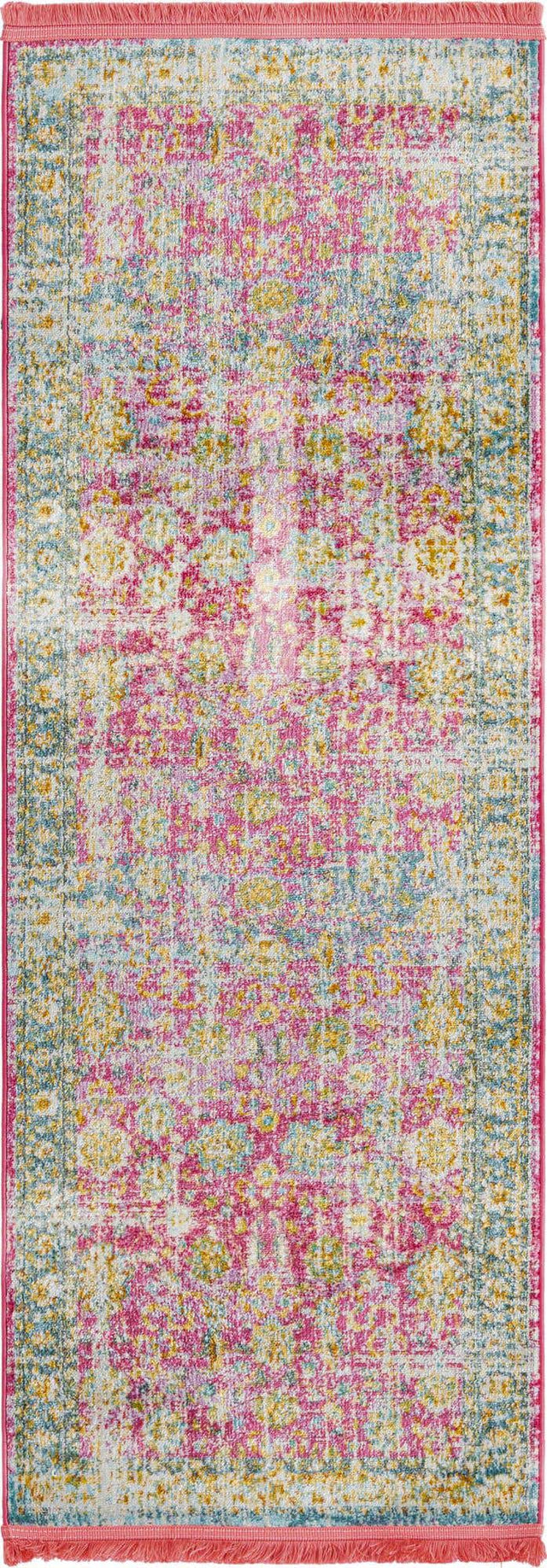 Pink 2' 2 x 6' Paragon Runner Area Rug 100% Polypropylene Colorful Vivid Boho Style Modern Carpet for Unique Interiors for Sale at Rug Engine