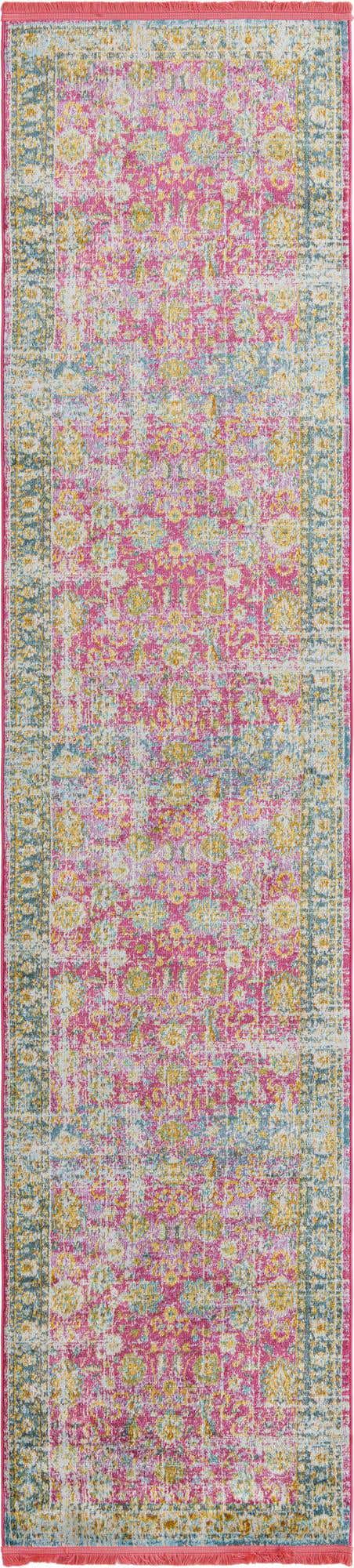 Pink 2' 7 x 12' Paragon Runner Area Rug 100% Polypropylene Colorful Vivid Boho Style Modern Carpet for Unique Interiors for Sale at Rug Engine