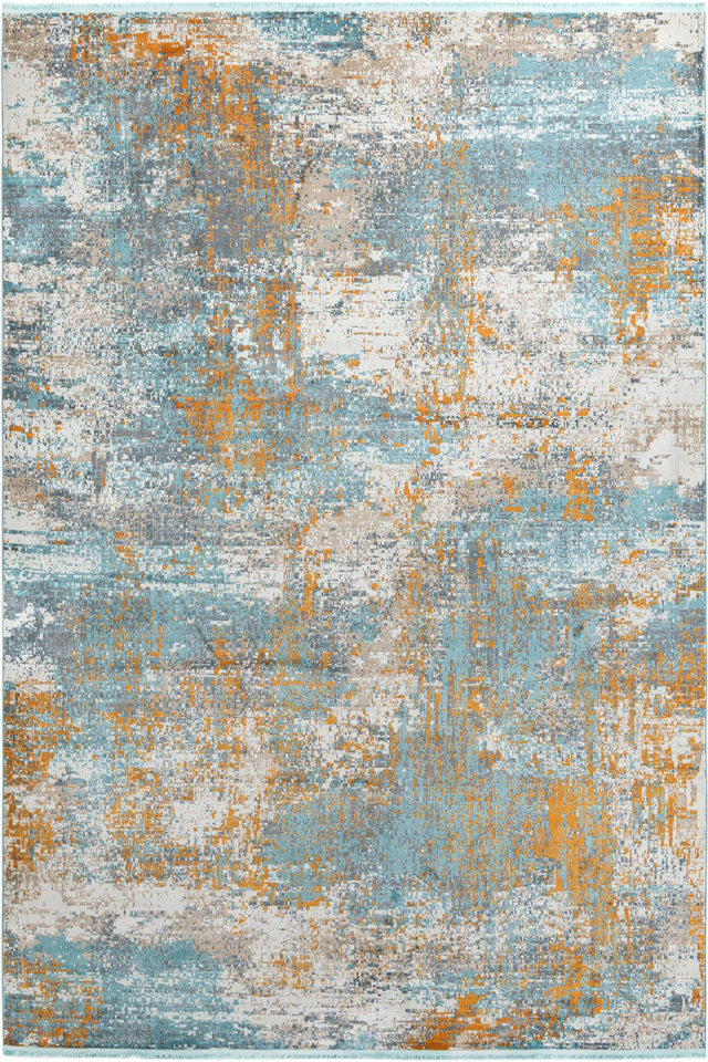 Cream Blue 10' x 14' Paragon Rectangle Area Rug 100% Polypropylene Colorful Vivid Boho Style Modern Carpet for Unique Interiors for Sale at Rug Engine