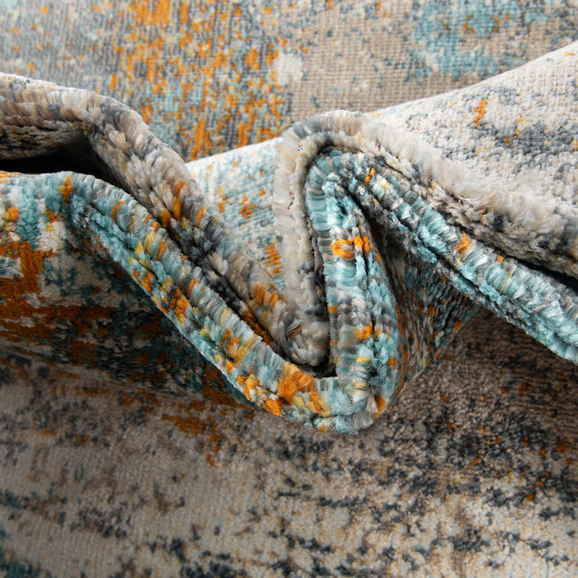 Cream Blue 9' x 12' Paragon Rectangle Area Rug 100% Polypropylene Colorful Vivid Boho Style Modern Carpet for Unique Interiors for Sale at Rug Engine