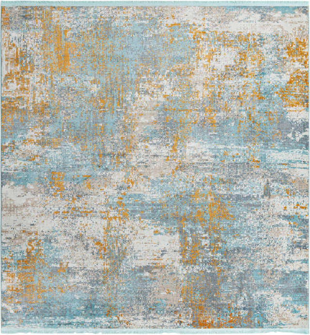 Cream Blue 8' 2 x 8' 2 Paragon Square Area Rug 100% Polypropylene Colorful Vivid Boho Style Modern Carpet for Unique Interiors for Sale at Rug Engine