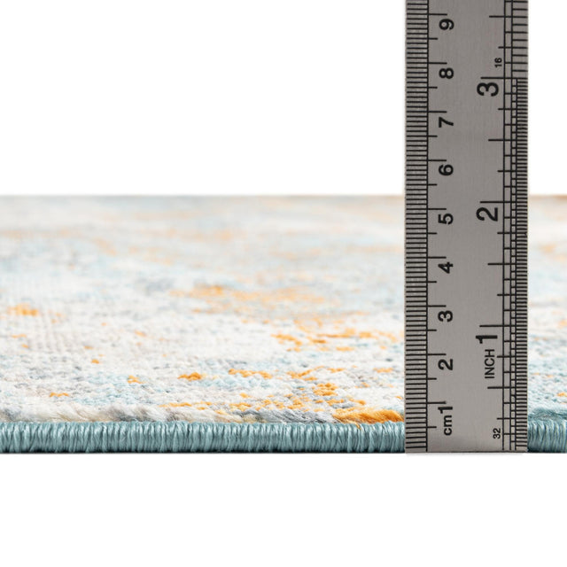 Cream Blue 6' x 6' Paragon Octagon Area Rug 100% Polypropylene Colorful Vivid Boho Style Modern Carpet for Unique Interiors for Sale at Rug Engine