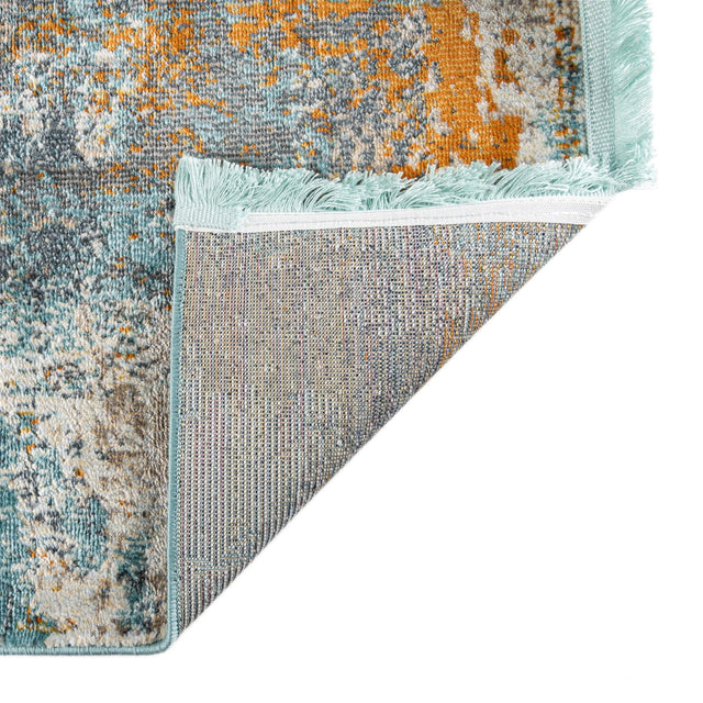 Cream Blue 2' 7 x 12' Paragon Runner Area Rug 100% Polypropylene Colorful Vivid Boho Style Modern Carpet for Unique Interiors for Sale at Rug Engine