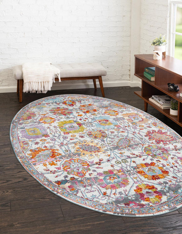 Multicolor 3' 3 x 5' 3 Paragon Oval Area Rug 100% Polypropylene Colorful Vivid Boho Style Modern Carpet for Unique Interiors for Sale at Rug Engine