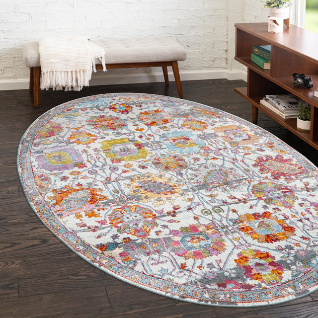 Multicolor 8' 2 x 10' Paragon Oval Area Rug 100% Polypropylene Colorful Vivid Boho Style Modern Carpet for Unique Interiors for Sale at Rug Engine