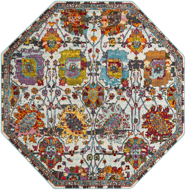 Multicolor 6' x 6' Paragon Octagon Area Rug 100% Polypropylene Colorful Vivid Boho Style Modern Carpet for Unique Interiors for Sale at Rug Engine