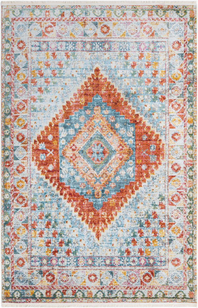 Salmon 6' x 9' Paragon Rectangle Area Rug 100% Polypropylene Colorful Vivid Boho Style Modern Carpet for Unique Interiors for Sale at Rug Engine