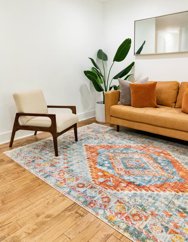 Salmon 5' 5 x 8' Paragon Rectangle Area Rug 100% Polypropylene Colorful Vivid Boho Style Modern Carpet for Unique Interiors for Sale at Rug Engine