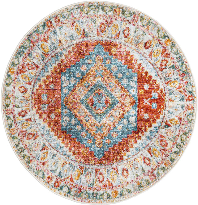 Salmon 3' 3 x 3' 3 Paragon Round Area Rug 100% Polypropylene Colorful Vivid Boho Style Modern Carpet for Unique Interiors for Sale at Rug Engine