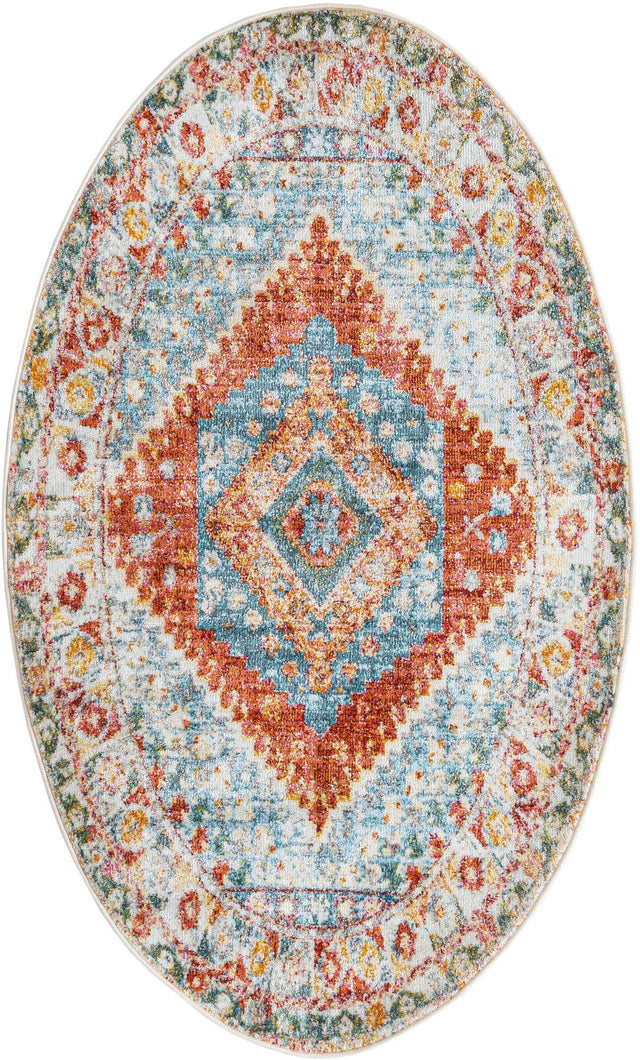 Salmon 3' 3 x 5' 3 Paragon Oval Area Rug 100% Polypropylene Colorful Vivid Boho Style Modern Carpet for Unique Interiors for Sale at Rug Engine