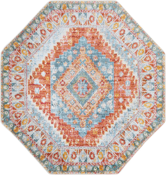 Salmon 6' x 6' Paragon Octagon Area Rug 100% Polypropylene Colorful Vivid Boho Style Modern Carpet for Unique Interiors for Sale at Rug Engine
