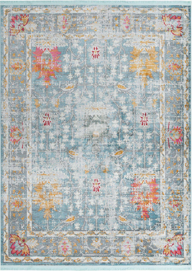 Blue 9' x 12' Paragon Rectangle Area Rug 100% Polypropylene Colorful Vivid Boho Style Modern Carpet for Unique Interiors for Sale at Rug Engine
