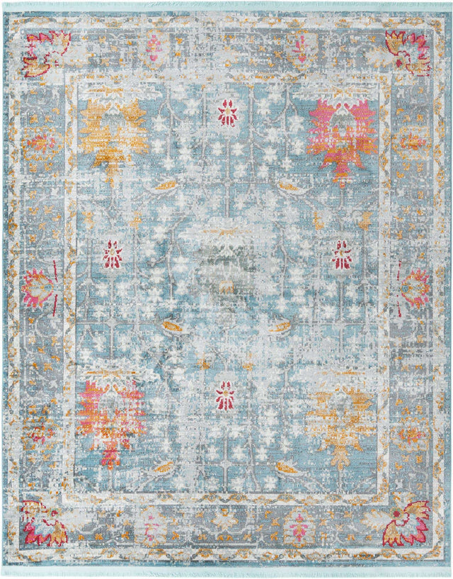 Blue 8' 2 x 10' Paragon Rectangle Area Rug 100% Polypropylene Colorful Vivid Boho Style Modern Carpet for Unique Interiors for Sale at Rug Engine