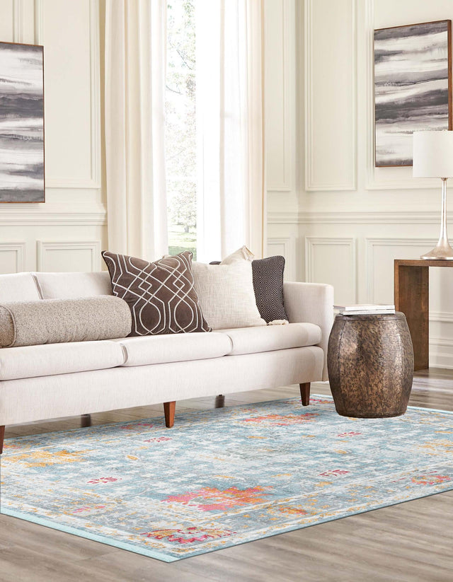 Blue 4' 3 x 6' Paragon Rectangle Area Rug 100% Polypropylene Colorful Vivid Boho Style Modern Carpet for Unique Interiors for Sale at Rug Engine