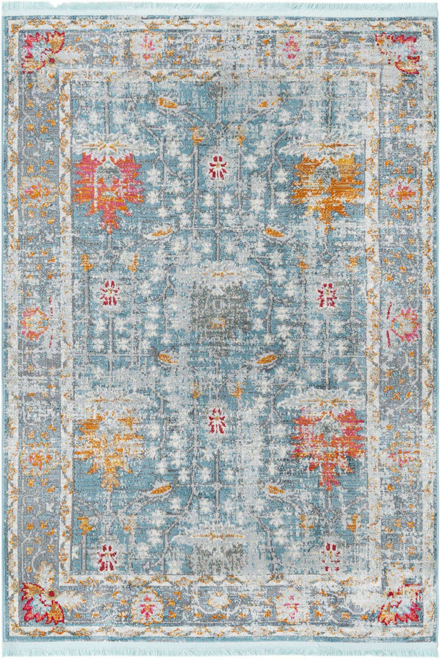 Blue 4' 3 x 6' Paragon Rectangle Area Rug 100% Polypropylene Colorful Vivid Boho Style Modern Carpet for Unique Interiors for Sale at Rug Engine