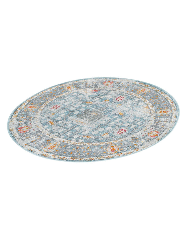 Blue 3' 3 x 3' 3 Paragon Round Area Rug 100% Polypropylene Colorful Vivid Boho Style Modern Carpet for Unique Interiors for Sale at Rug Engine