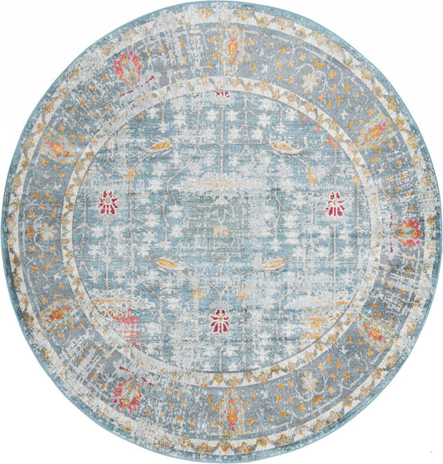 Blue 8' 2 x 8' 2 Paragon Round Area Rug 100% Polypropylene Colorful Vivid Boho Style Modern Carpet for Unique Interiors for Sale at Rug Engine