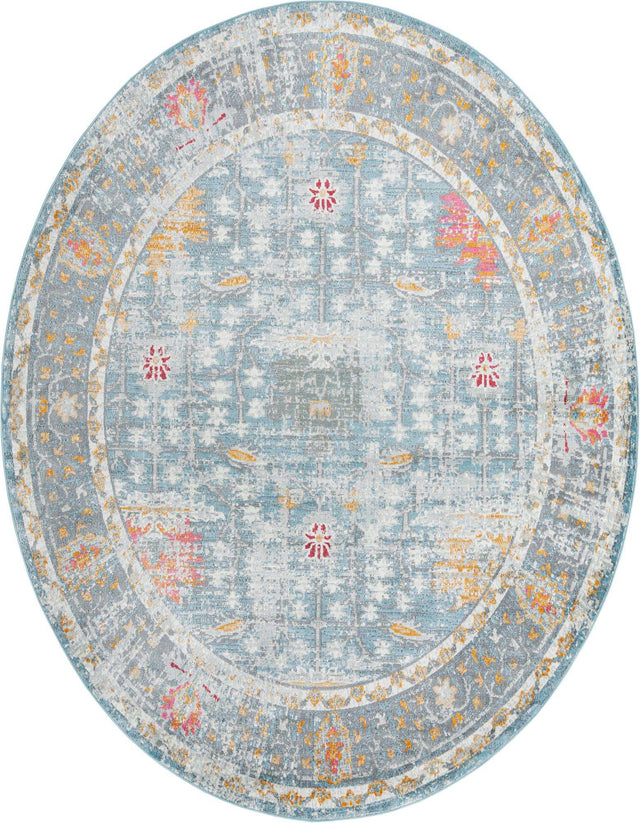 Blue 8' 2 x 10' Paragon Oval Area Rug 100% Polypropylene Colorful Vivid Boho Style Modern Carpet for Unique Interiors for Sale at Rug Engine