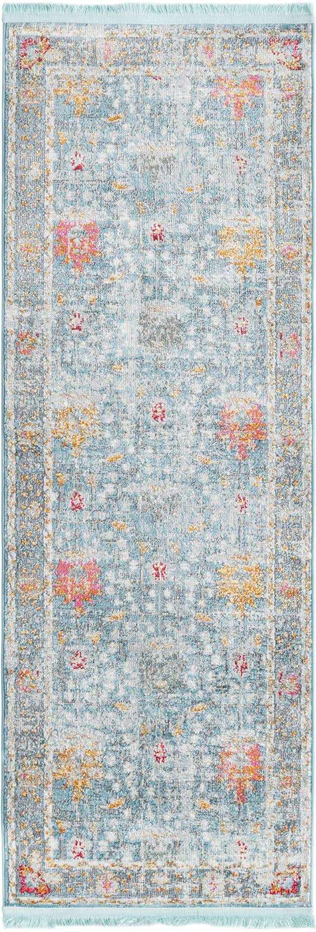Blue 2' 2 x 6' Paragon Runner Area Rug 100% Polypropylene Colorful Vivid Boho Style Modern Carpet for Unique Interiors for Sale at Rug Engine