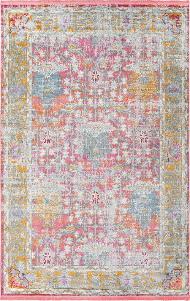 Pink 6' x 9' Paragon Rectangle Area Rug 100% Polypropylene Colorful Vivid Boho Style Modern Carpet for Unique Interiors for Sale at Rug Engine