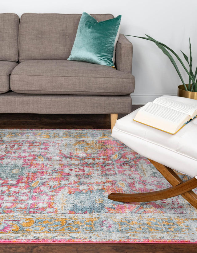 Pink 8' 2 x 10' Paragon Rectangle Area Rug 100% Polypropylene Colorful Vivid Boho Style Modern Carpet for Unique Interiors for Sale at Rug Engine
