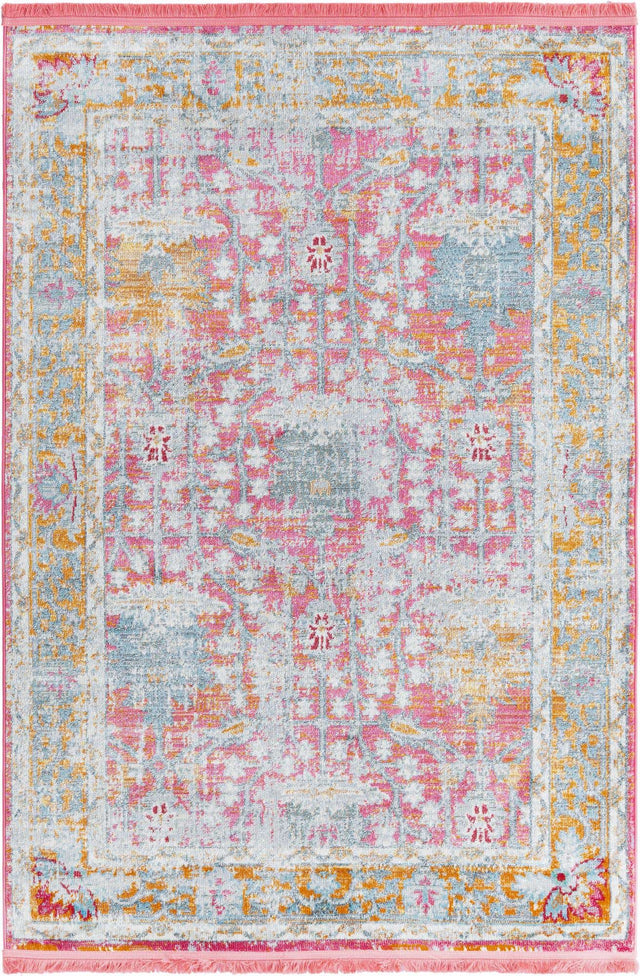 Pink 4' 3 x 6' Paragon Rectangle Area Rug 100% Polypropylene Colorful Vivid Boho Style Modern Carpet for Unique Interiors for Sale at Rug Engine