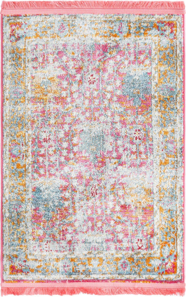 Pink 2' 2 x 3' Paragon Rectangle Area Rug 100% Polypropylene Colorful Vivid Boho Style Modern Carpet for Unique Interiors for Sale at Rug Engine