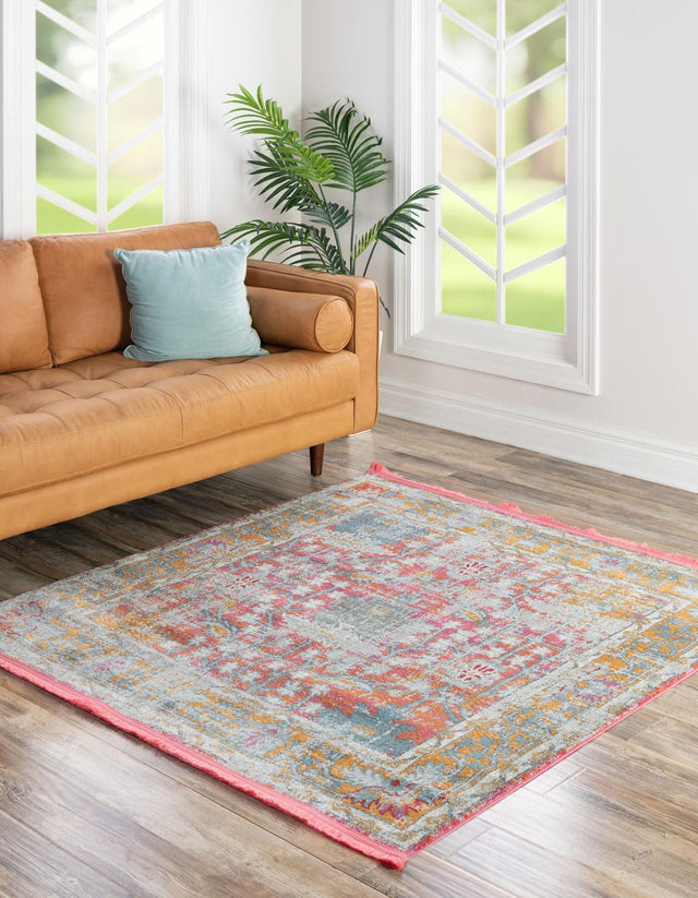 Pink 5' 5 x 5' 5 Paragon Square Area Rug 100% Polypropylene Colorful Vivid Boho Style Modern Carpet for Unique Interiors for Sale at Rug Engine
