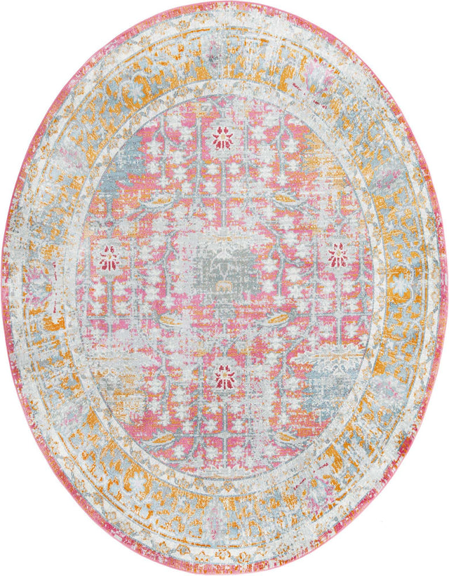 Pink 8' 2 x 10' Paragon Oval Area Rug 100% Polypropylene Colorful Vivid Boho Style Modern Carpet for Unique Interiors for Sale at Rug Engine