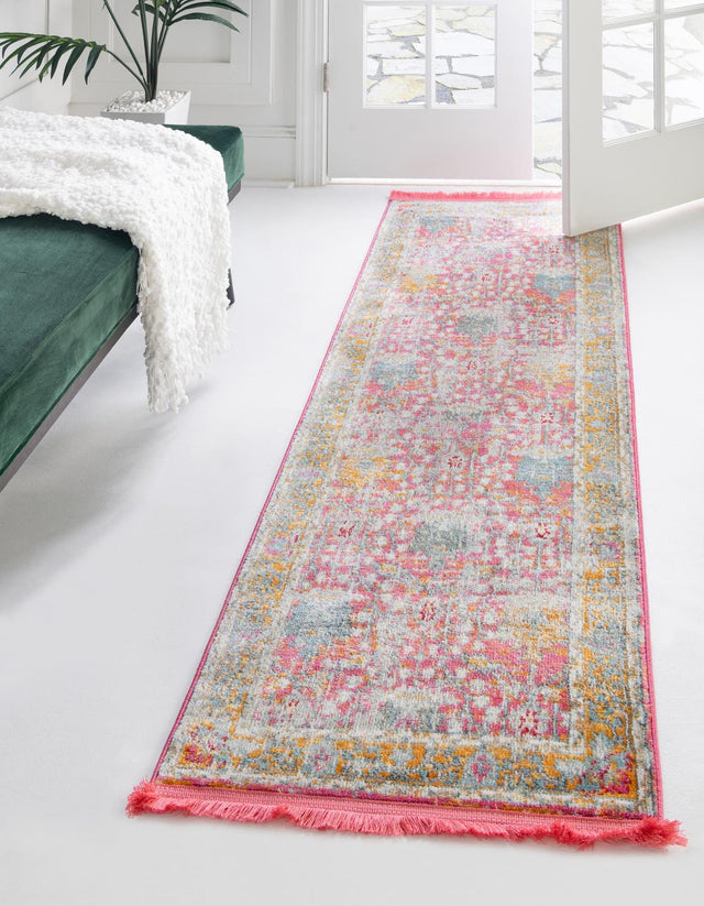 Pink 2' 7 x 12' Paragon Runner Area Rug 100% Polypropylene Colorful Vivid Boho Style Modern Carpet for Unique Interiors for Sale at Rug Engine