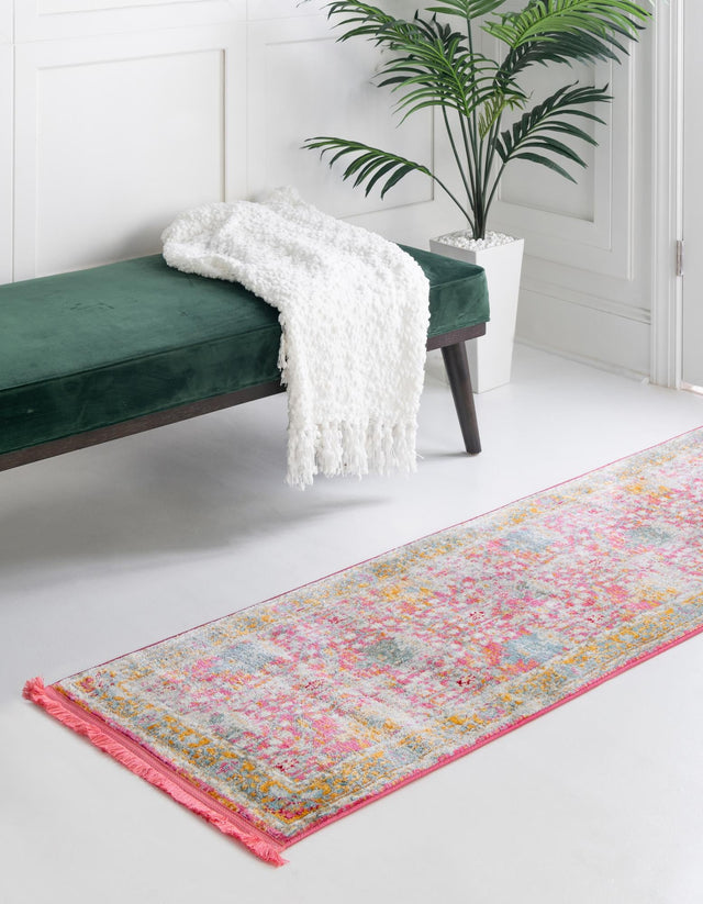 Pink 2' 7 x 13' 1 Paragon Runner Area Rug 100% Polypropylene Colorful Vivid Boho Style Modern Carpet for Unique Interiors for Sale at Rug Engine