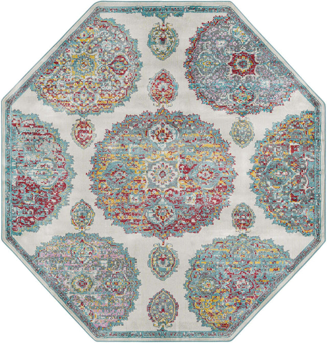Cream 8' 2 x 8' 2 Paragon Octagon Area Rug 100% Polypropylene Colorful Vivid Boho Style Modern Carpet for Unique Interiors for Sale at Rug Engine