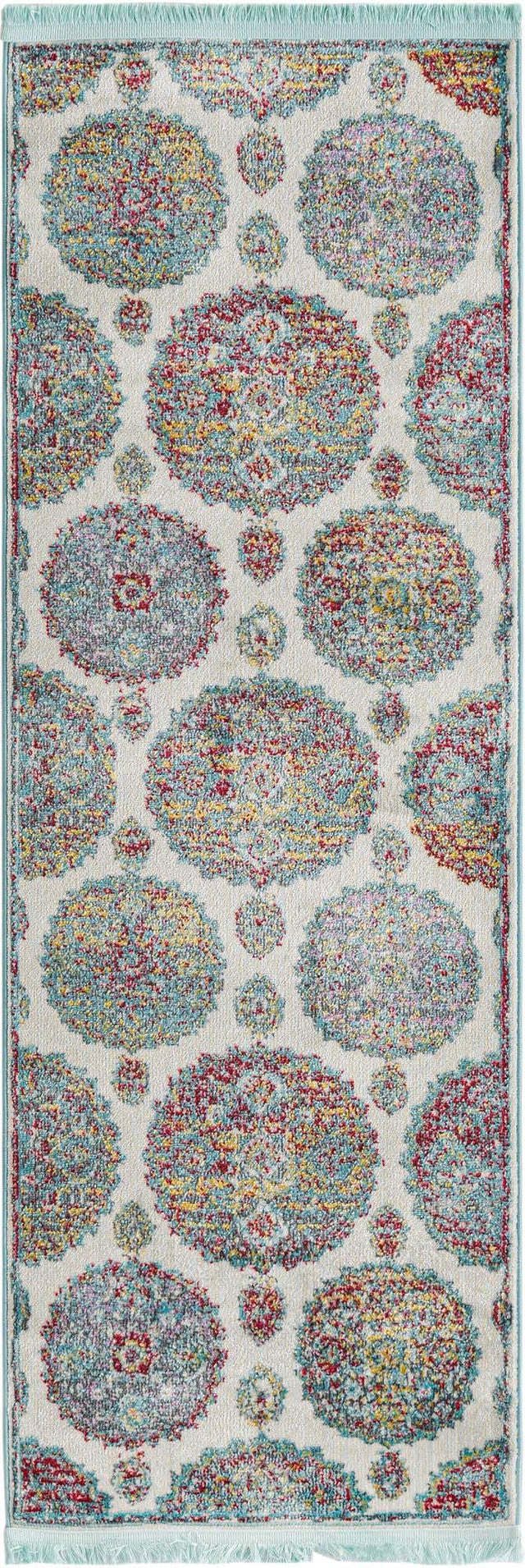 Cream 2' 2 x 6' Paragon Runner Area Rug 100% Polypropylene Colorful Vivid Boho Style Modern Carpet for Unique Interiors for Sale at Rug Engine