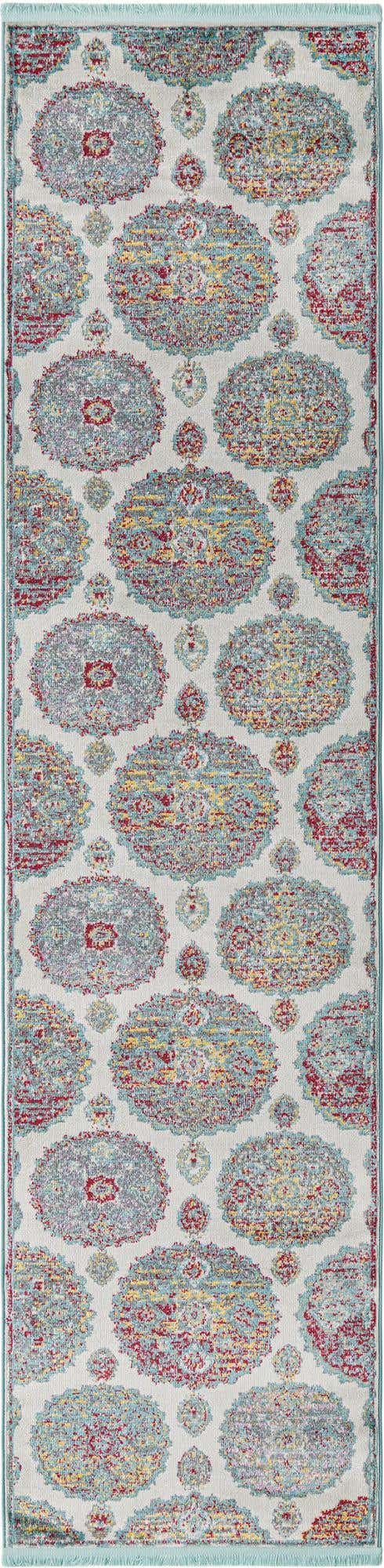 Cream 2' 7 x 10' Paragon Runner Area Rug 100% Polypropylene Colorful Vivid Boho Style Modern Carpet for Unique Interiors for Sale at Rug Engine