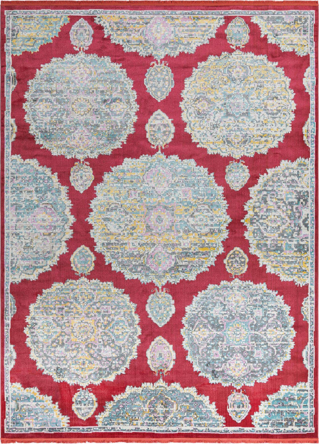 Red 9' x 12' Paragon Rectangle Area Rug 100% Polypropylene Colorful Vivid Boho Style Modern Carpet for Unique Interiors for Sale at Rug Engine