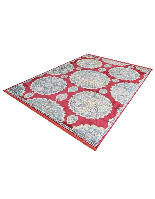 Red 8' 2 x 10' Paragon Rectangle Area Rug 100% Polypropylene Colorful Vivid Boho Style Modern Carpet for Unique Interiors for Sale at Rug Engine