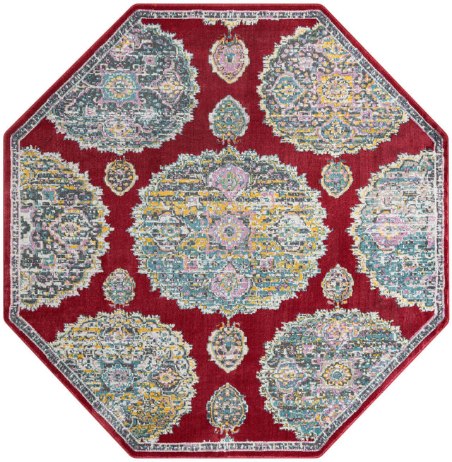 Red 8' 2 x 8' 2 Paragon Octagon Area Rug 100% Polypropylene Colorful Vivid Boho Style Modern Carpet for Unique Interiors for Sale at Rug Engine