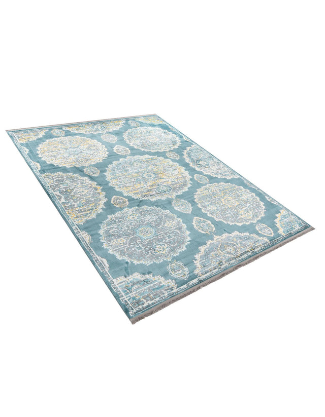 Gray and Blue 8' 2 x 10' Paragon Rectangle Area Rug 100% Polypropylene Colorful Vivid Boho Style Modern Carpet for Unique Interiors for Sale at Rug Engine