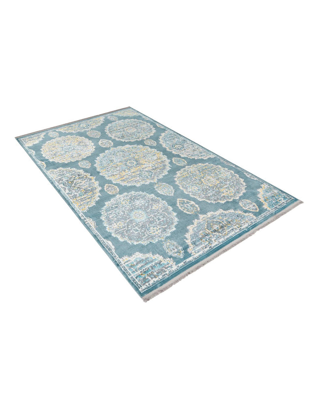 Gray and Blue 6' x 9' Paragon Rectangle Area Rug 100% Polypropylene Colorful Vivid Boho Style Modern Carpet for Unique Interiors for Sale at Rug Engine