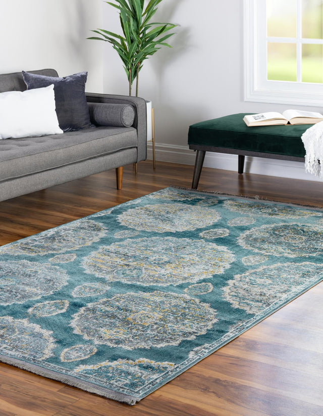 Gray and Blue 9' x 12' Paragon Rectangle Area Rug 100% Polypropylene Colorful Vivid Boho Style Modern Carpet for Unique Interiors for Sale at Rug Engine
