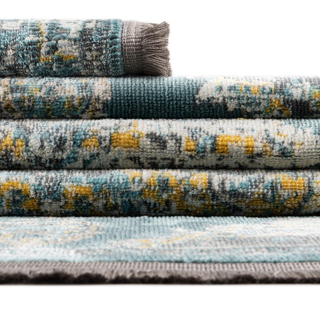 Gray and Blue 8' 2 x 10' Paragon Rectangle Area Rug 100% Polypropylene Colorful Vivid Boho Style Modern Carpet for Unique Interiors for Sale at Rug Engine