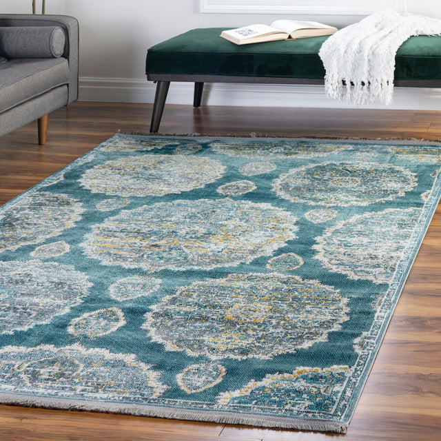 Gray and Blue 4' 3 x 6' Paragon Rectangle Area Rug 100% Polypropylene Colorful Vivid Boho Style Modern Carpet for Unique Interiors for Sale at Rug Engine