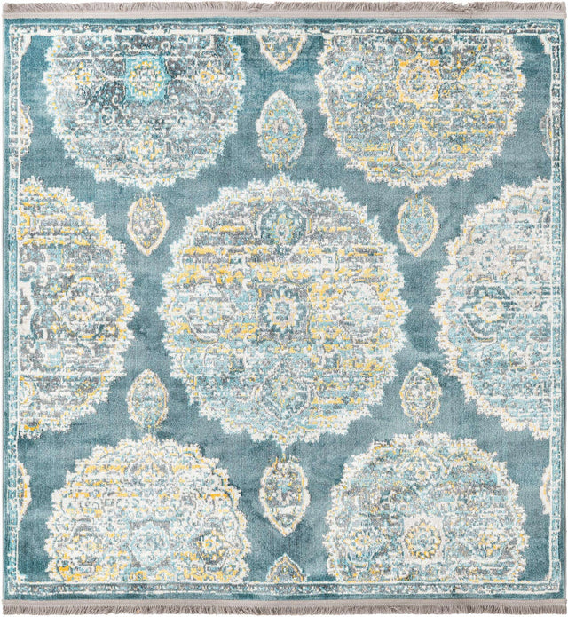 Gray and Blue 5' 5 x 5' 5 Paragon Square Area Rug 100% Polypropylene Colorful Vivid Boho Style Modern Carpet for Unique Interiors for Sale at Rug Engine