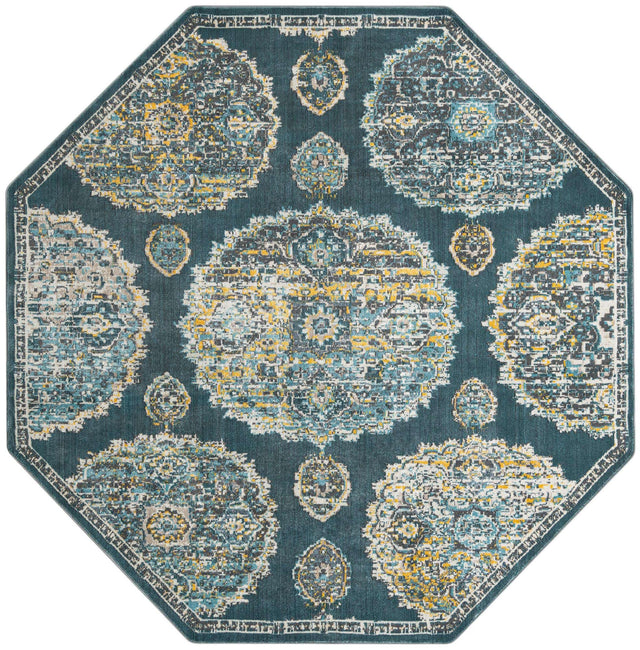 Gray and Blue 8' 2 x 8' 2 Paragon Octagon Area Rug 100% Polypropylene Colorful Vivid Boho Style Modern Carpet for Unique Interiors for Sale at Rug Engine