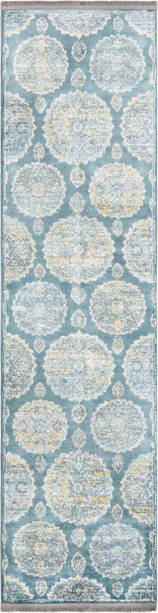 Gray and Blue 2' 7 x 10' Paragon Runner Area Rug 100% Polypropylene Colorful Vivid Boho Style Modern Carpet for Unique Interiors for Sale at Rug Engine